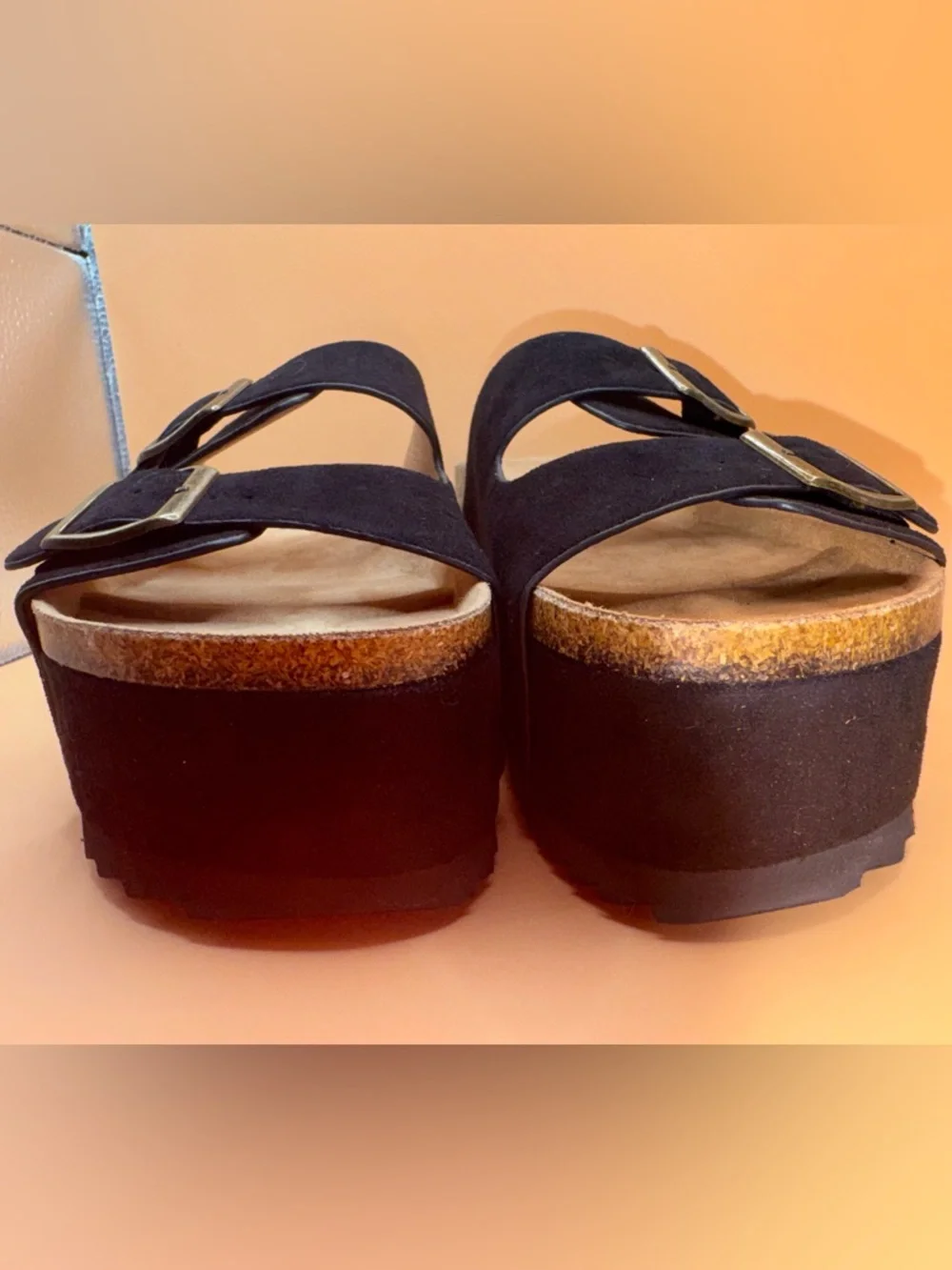 Hey Girl by Corkys Platform Sandals Black Double Buckle Size 7 Boho vibes - Picture 2 of 16